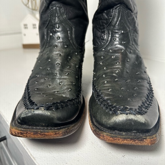 Texas Country Men’s 10D Ostrich Cowboy Boots Black Exotic Western - Picture 4 of 9